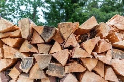 Stacked hardwood firewood
